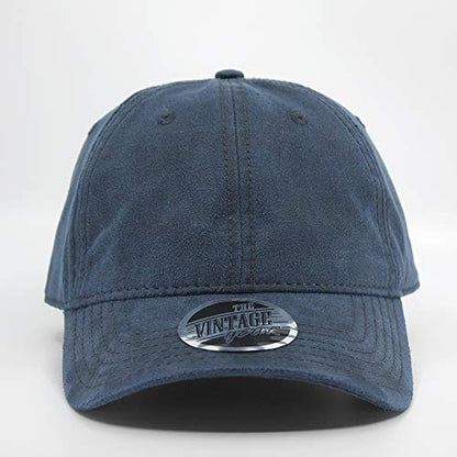 Heavy Washed Coated Canvas Wax-Look Adjustable Low Profile Men Women Baseball Cap - color: Unstructured Navy