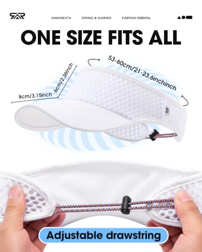 SUNMECI Mesh Breathable Sports Visor - Men Women Adjustable Lightweight Quick Dry Sun Hat for Tennis, Golf, Running - color: White