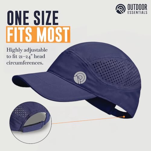 OutdoorEssentials Running Hat - Breathable Running Hats for Women & Men - Jogging Exercise Hiking Cap - Trail Baseball Tennis - color: Navy
