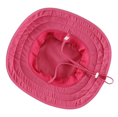Connectyle Kids Foldable Wide Brim Sun Hat UPF 50+ Sun Protection Bucket Hats Breathable Summer Beach Hat for Boys Girls - color: Hot Pink, size: Medium