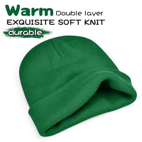 ZOORON Beanie for Men Women Warm Winter Hat Unisex Soft Knit Cuffed Beanie - color: Grass Green