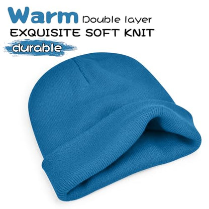 ZOORON Beanie for Men Women Warm Winter Hat Unisex Soft Knit Cuffed Beanie - color: Sea Blue