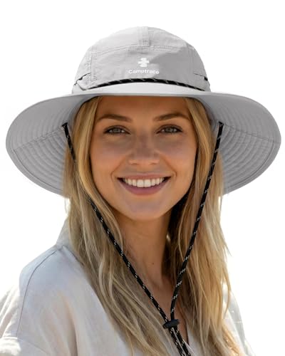 Camptrace Sun Hats for Women Men UV Protection Hiking Fishing Cap - color: Lightgrey