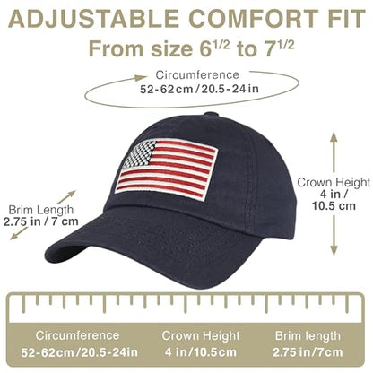 E BY ELIDAN USA Hat, Embroidered American Flag Baseball Cap for Men Women - color: Navy