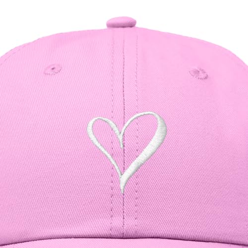 Hand Drawn Heart Hat Womens Embroidered Baseball Cap - color: Light Pink