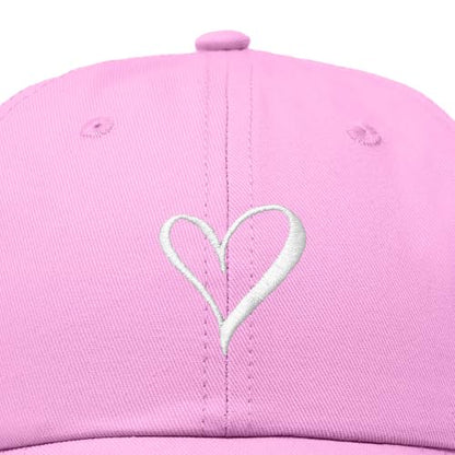 Hand Drawn Heart Hat Womens Embroidered Baseball Cap - color: Light Pink