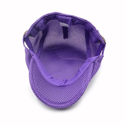 Lifup Unisex Mesh Newsboy Hat Breathable Summer Flat Cap - color: Purple