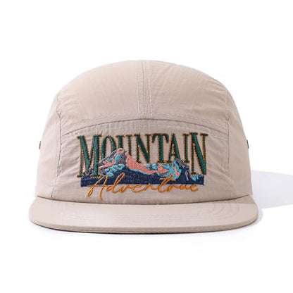 Quick Dry 5 Panel Hats for Men Waterproof Flat Brim Hat Lightweight 5-Panel Baseball Caps Casual Trucker Snapback Hat - color: Mg-pym2575-beige