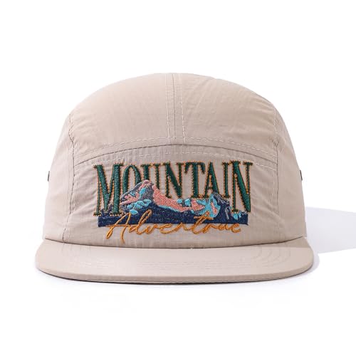 Quick Dry 5 Panel Hats for Men Waterproof Flat Brim Hat Lightweight 5-Panel Baseball Caps Casual Trucker Snapback Hat - color: Mg-pym2575-beige