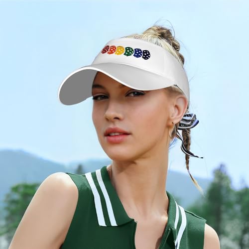 Embroidered Pickleball Visor Men Women,Gifts for Pickleball Lovers - color: White, style: Rainbow Pickleball