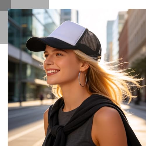 20 Pack Sublimation Trucker Hats Blank DIY Gift Bulk Birthday Party - color: Black