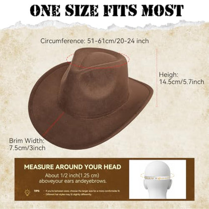 Western Cowboy Hat for Women, Shapeable Wide Brim Classic Cowgirl Hat - color: Color 3