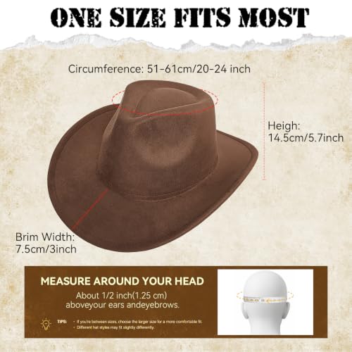 Western Cowboy Hat for Women, Shapeable Wide Brim Classic Cowgirl Hat - color: Color 3