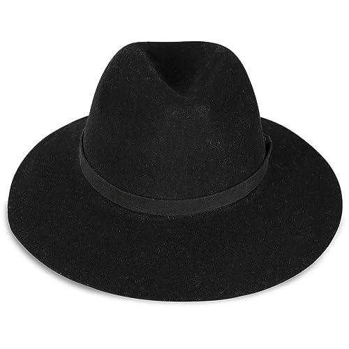 Lucky Brand Womens Ranger Hat | Wide Brim | Felt | Rancher | Americana | Western Inspired | Classic | Fashion | Cowboy - color: Ranger W/ Band - Black