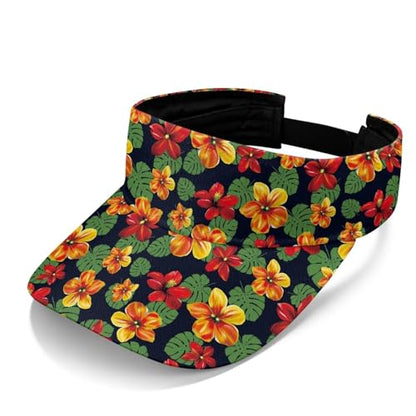 Cool Styles Sun Visor Hats 21.65~23.62 inches Adjustable Open-Top caps Quick-Dry Visor Cap - color: Large Tropical Flowers