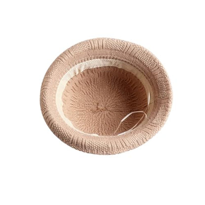 Crochet Bucket Hat for Women, Winter Flower Knitted Cap - color: Black