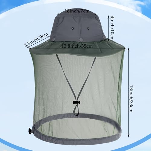 Mosquito Bug Net Hat for Women Men, Garden Sun Hats with Netting, Safari Cap Bucket Boonie Hats for Beekeeping Fishing Hiking - color: Grey