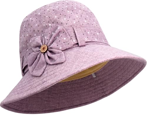 Floral Fedora Bucket Hats Vintage Cloche Bowler Hat for Women - color: Purple