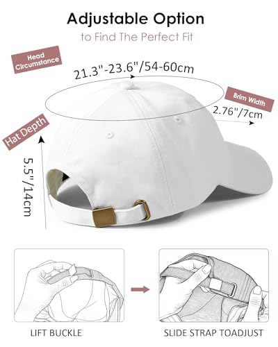 Lvaiz Womens Satin Lined Baseball Cap Washed Cotton Adjustable Dad Hat - color: White