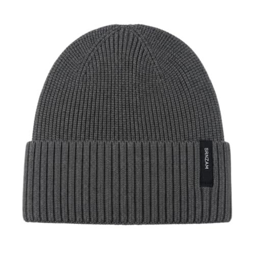 Beanie for Men Women Winter Ribbed Knit Hat Warm Cuffed Skull Cap - color: Charcoalgrey