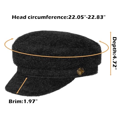 Womens Newsboy Cap 100% Wool Visor Beret Hat