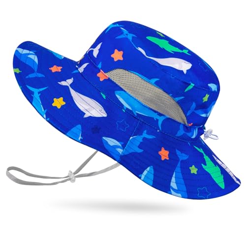 ICOSY Kids Sun Hat, UPF 50+ Girls Beach Hat for Toddler Kids - color: Navy Blue