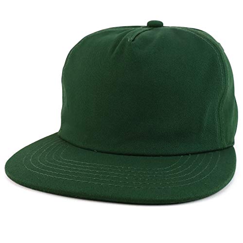 Trendy Apparel Shop Plain Unstructured 5 Panel Flat Bill Snapback Baseball Cap - color: Hunter