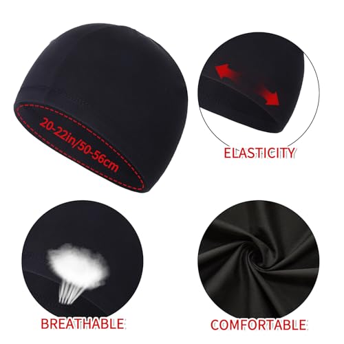 Renil Lightweight Quick Dry Skull Caps, Moisture Wicking Cycling Cap/Helmet Liner Running Beanie Caps for Men and Women - color: Black,white