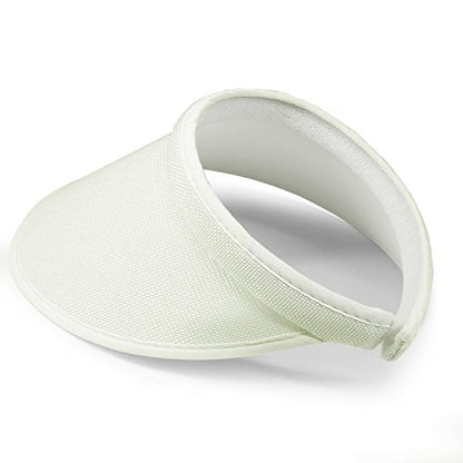 PRO.FASHION Women's Summer Sun UV Protection Visor Wide Brim Clip on Beach Pool Golf Cap Hat-Polyester - color: White