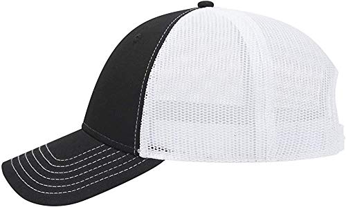 Ashen Fane 6 Panel Low Profile Contrast Vertical Mesh Back Snapback Hat - color: Blk/Blk/Wht