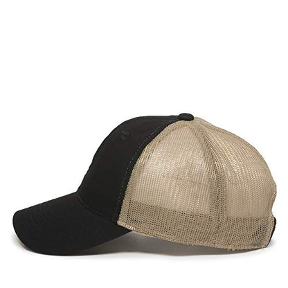 Outdoor Cap Garment Washed Meshback Cap - color: Black/Tan