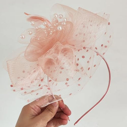WLBON Fascinators Hat 20s 50s Headband Hair Clips Flower Mesh Veil Feather Headpiece Headwear Women Halloween Carnival Cocktail Wedding Church Cosplay Dress Up Birthday Tea Party Accessories Champagne - color: Champagne Tone