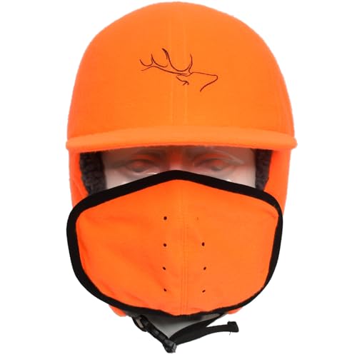 EDTREK Waterproof Trapper Hat with Face Mask for Coldest Conditions - Backcountry Winter Bomber Hat - color: Blaze Orange, size: X-Large
