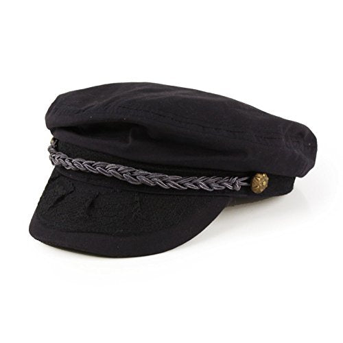 SK Hat shop Men's Summer Cotton Greek Fisherman Sailor Fiddler Driver Hat Flat Cap - color: Navy, size: Small-Medium