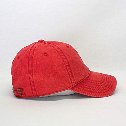 Heavy Washed Coated Canvas Wax-Look Adjustable Low Profile Men Women Baseball Cap - color: Snow Washed Red