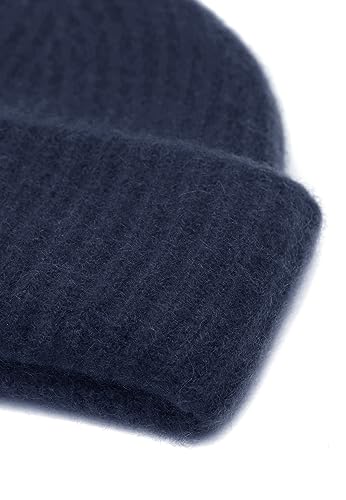 Style Republic Women’s Chunky Knit Beanie, 100% Pure Cashmere Cap, Soft & Stretchy, Warm Hat for Autumn, Winter, Spring - color: Navy