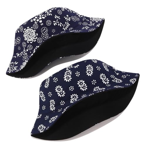 Quanhaigou Bucket Hat for Men Women,Packable Reversible Printed Sun Hats,Fisherman Outdoor Summer Travel Hiking Beach Caps - color: Blue White Porcelain