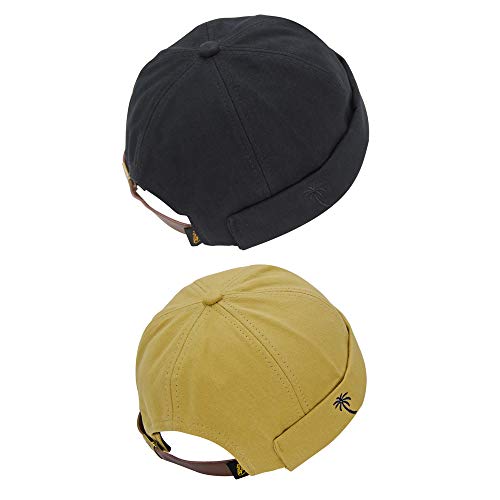 jerague Beanie Hat for Men Women Brimless Cuffed Hat Skullcap Watch Cap Adjustable - color: B-black/Khaki