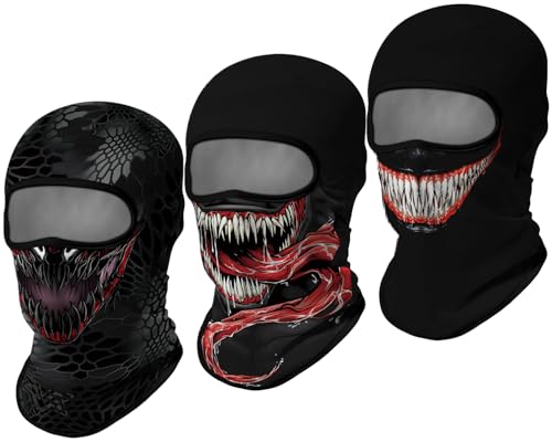 3D Balaclava Ski Mask Outdoor Headwear Mask Ghosts Skull Mask Men Women for Halloween Motorcycle Cycling Full Face Mask - color: Pattern 6 (3pcs)
