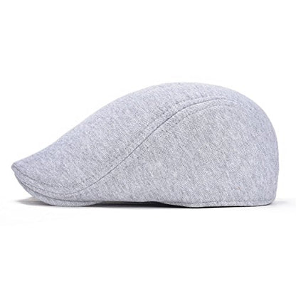 FEINION Men Cotton Newsboy Cap Soft Fit Cabbie Hat - color: Black/Light Grey