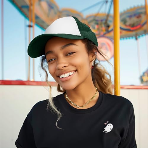 DALIX Two Tone Trucker Hat Summer Mesh Cap with Adjustable Snapback Strap - color: Green White, size: One Size