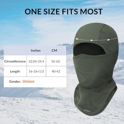 baleaf Balaclava Ski Mask Warm Winter Face Mask with Neck Gaiter - color: Army Green