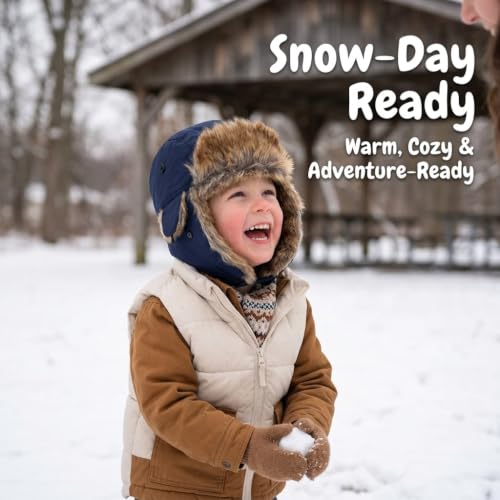 Baby Toddler Winter Trapper Hat Warm Faux Fur Aviator Hat Russian Ushanka Trooper Hunting Ski Hat with Ear Flaps Age 1-8T - color: Navy, size: 1-4T