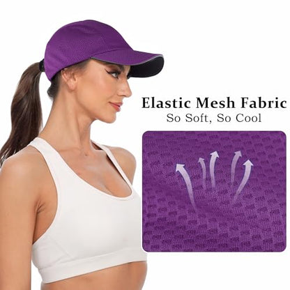 GADIEMKENSD Women's Race Day Running Cap Performance Mesh Hat - Excellent Ventilation, Lightweight, Reflective Safety - color: Dark Purple