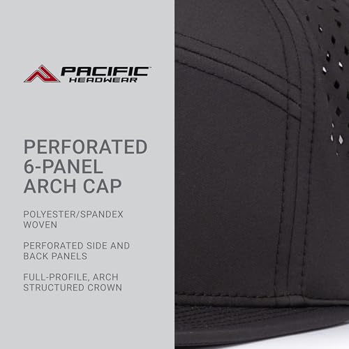 Pacific Headwear Perforated 6-Panel Arch Cap - color: Charcoal