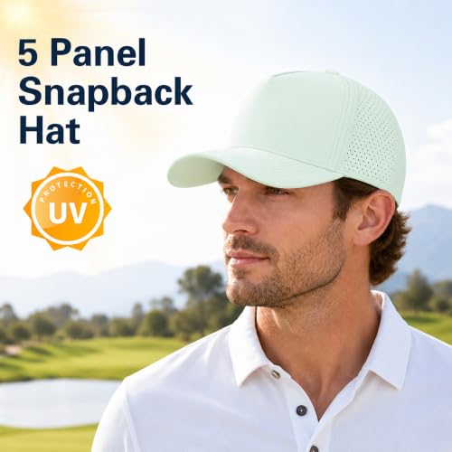 5 Panel Baseball Cap Quick Dry Mesh Snapback Hat for Women Men - color: Aquagreen