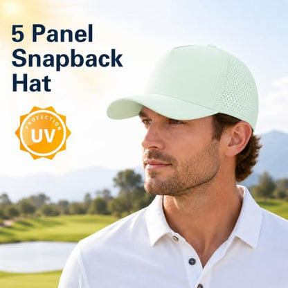 5 Panel Baseball Cap Quick Dry Mesh Snapback Hat for Women Men - color: Aquagreen