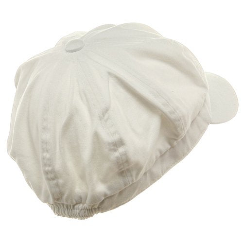 e4Hats.com Cotton Elastic Newsboy Cap - color: White, size: Medium-Large