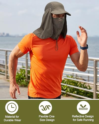 6 Pcs Foldable Sun Cap with Removable Face Mask Neck Flap Baseball Cap Sun Protection Outdoor Summer for Men Women