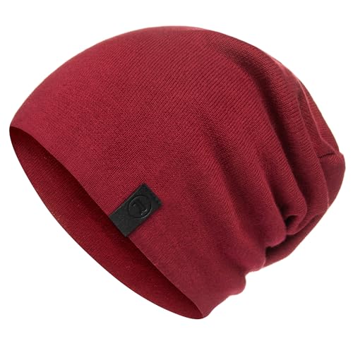 Warm Slouchy Beanie Hat - Deliciously Soft Daily Beanie in Fine Knit - color: Maroon